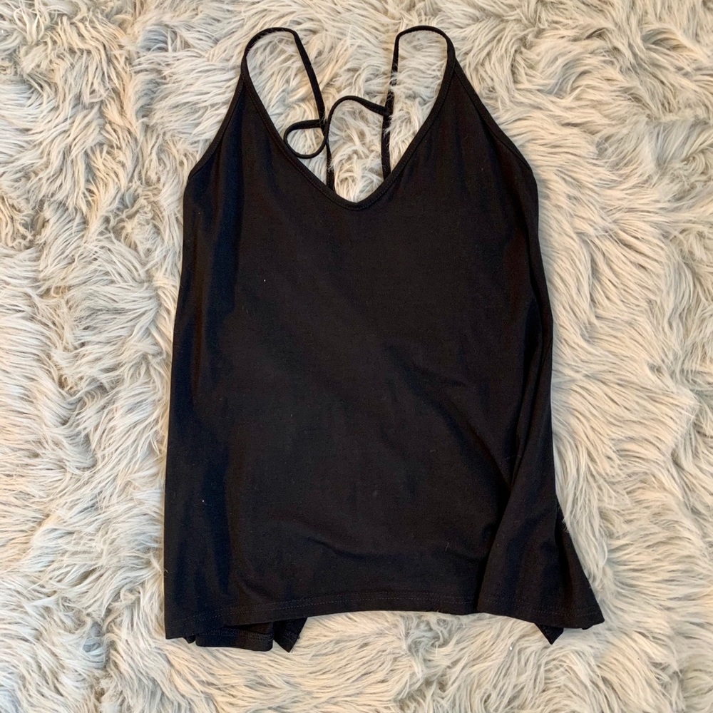 Black open back tank